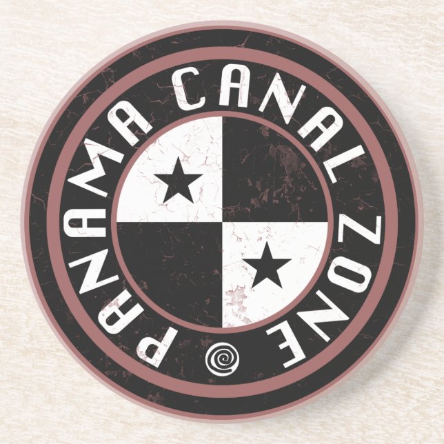 Panama Canal Zone Circle Design Coaster (Front)
