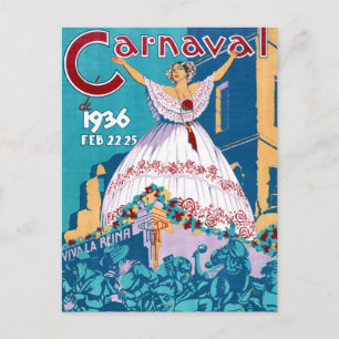 Panama Carnival Vintage Travel Poster Restored Postcard