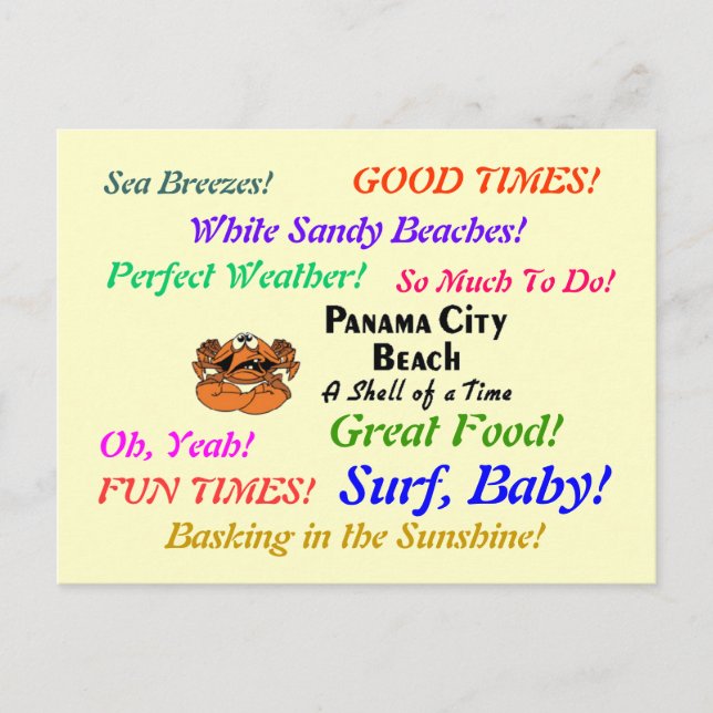 Panama City Beach Crab Postcard (Front)