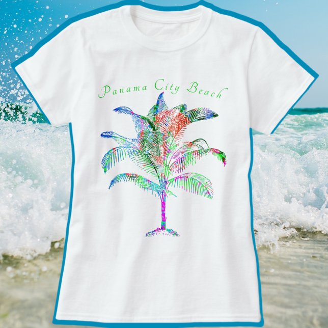 Panama City Beach Florida Colourful Bright Palm T- T-Shirt (Creator Uploaded)