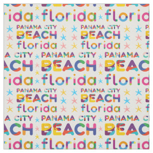 Panama City Beach, Florida. Colourful Text Pattern Fabric