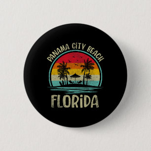 Panama City Beach Florida Palm Tree Family Summer 6 Cm Round Badge