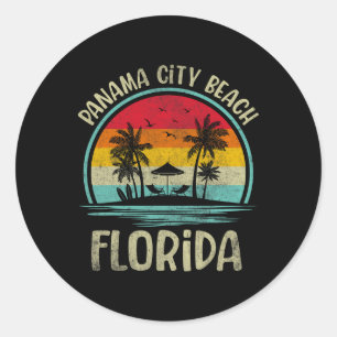 Panama City Beach Florida Palm Tree Family Summer Classic Round Sticker