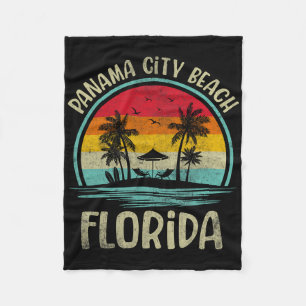 Panama City Beach Florida Palm Tree Family Summer Fleece Blanket