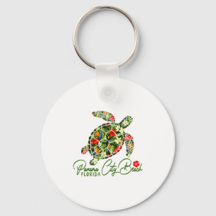 Panama City Beach Florida Sea Turtle Tropical Hibi Key Ring