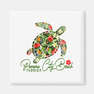 Panama City Beach Florida Sea Turtle Tropical Hibi Magnet