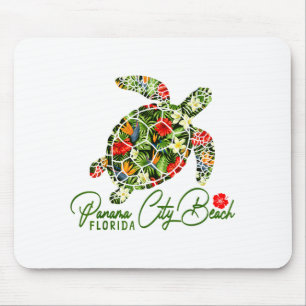 Panama City Beach Florida Sea Turtle Tropical Hibi Mouse Pad
