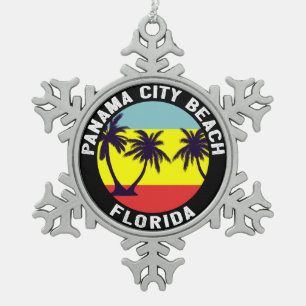 Panama City Beach Florida Snowflake Pewter Christmas Ornament
