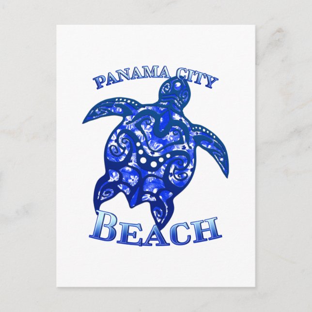 Panama City Beach Florida Vacation Tribal Turtle Postcard (Front)