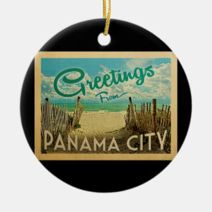 Panama City Beach Vintage Travel Ceramic Ornament