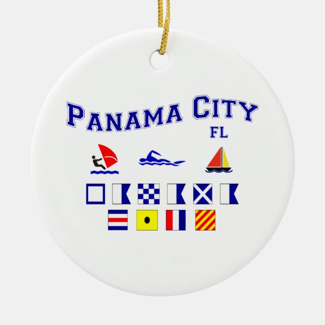 Panama City, FL - Maritime Spelling Ceramic Tree Decoration (Front)