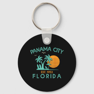 Panama City Florida Beach Tropical Summer Vintage Key Ring