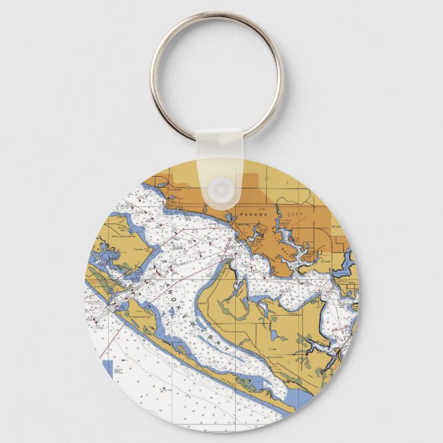 Panama City Florida Nautical Harbour Chart Keychai Key Ring (Front)