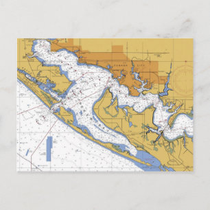 Panama City Florida Nautical Harbour Chart postcar Postcard