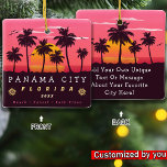Panama City Florida Retro Sunset Palm tree 1960s Ceramic Ornament<br><div class="desc">Panama City Florida. This retro design makes a great Christmas or Birthday gift for fans of Panama City Beach. The retro summer vibes design is a perfect gift for travel lovers and tropical Destination fans. - You can personalise the template by adding a name of your city or location, year...</div>