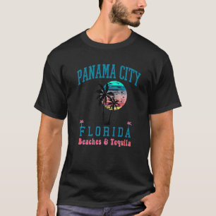 Panama City Florida Sunset Tequila Beach Palm Tree T-Shirt