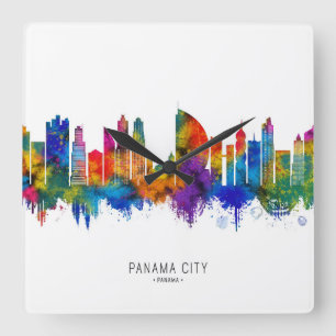 Panama City Panama Skyline Square Wall Clock