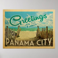 Panama City Poster Beach Vintage Travel