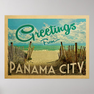 Panama City Poster Beach Vintage Travel