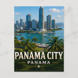 Panama City Skyline and Canal Wonder Postcard