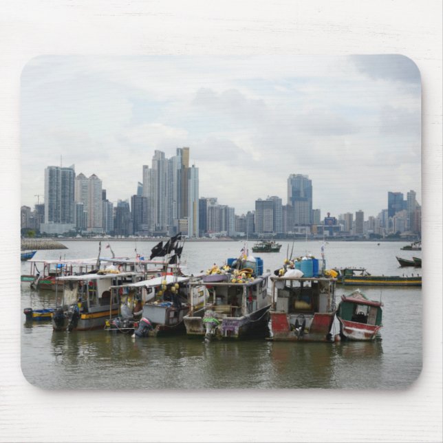 Panama City Skyline With Fishing Boats Mouse Pad (Front)