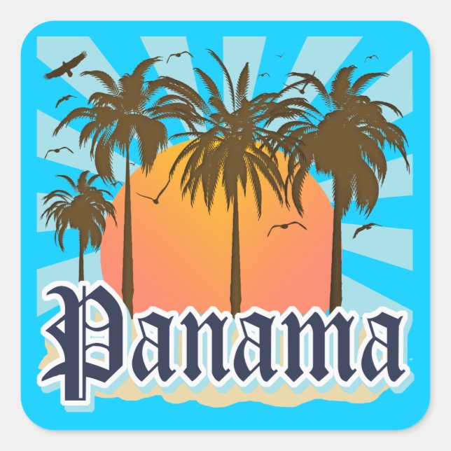 Panama City Souvenir Square Sticker (Front)
