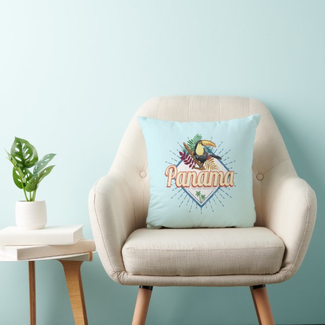Panama City Toucan Retro Palm Trees Vintage Cushion (Chair)