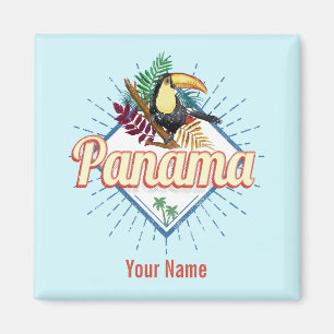 Panama City Toucan Retro Palm Trees Vintage Magnet