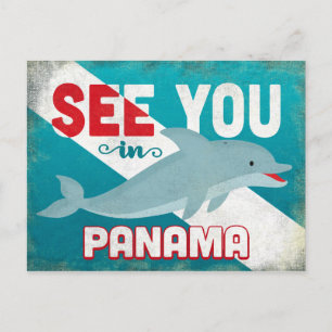 Panama Dolphin - Retro Vintage Travel Postcard