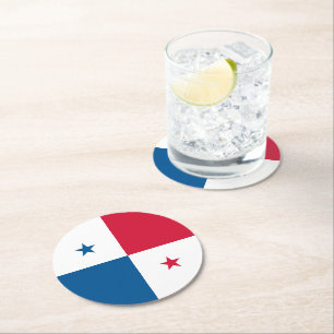 Panama flag round paper coaster