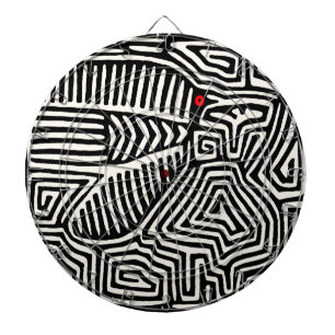 Panama Kuna Indian Mola Pajaro - Black White Dartboard