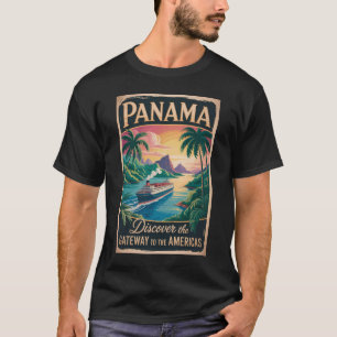 Panama Landscape Illustration Travel Art Vintage T-Shirt