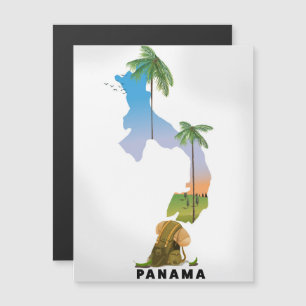 Panama map Illustrated travel poster print.