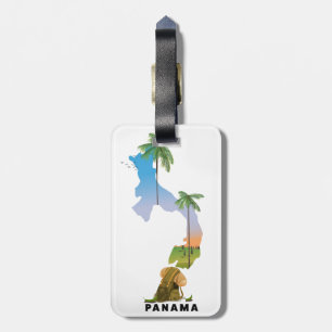 Panama map Illustrated travel poster print. Luggage Tag