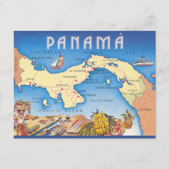 Panama Map Postcard (Front)