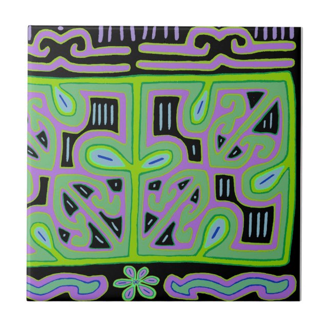 Panama Mola Music Box Ceramic Tile (Front)