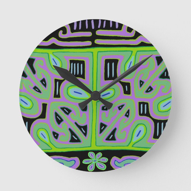Panama Mola Music Box Round Clock (Front)
