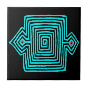 Panama Mola Tortoise - Blue Black Ceramic Tile