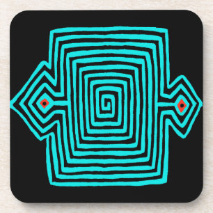 Panama Mola Tortoise - Blue Black Coaster