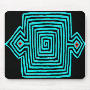 Panama Mola Tortoise - Blue Black Mouse Pad