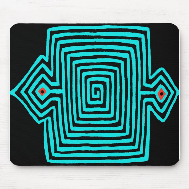 Panama Mola Tortoise - Blue Black Mouse Pad (Front)