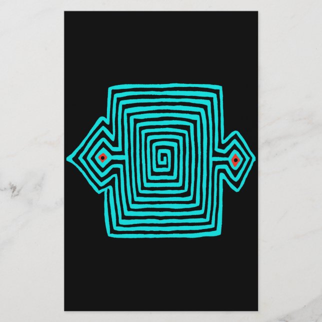 Panama Mola Tortoise - Blue Black Stationery (Front)