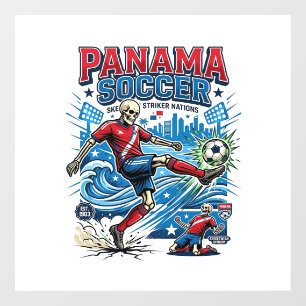 Panama Soccer Skeleton Striker Nations Poster Styl