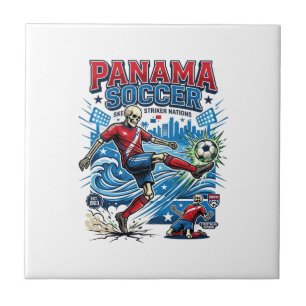 Panama Soccer Skeleton Striker Nations Poster Styl Ceramic Tile