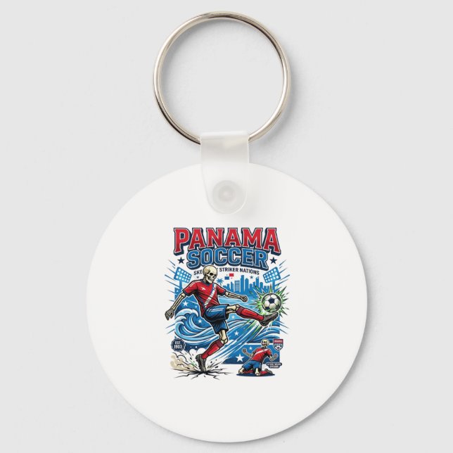 Panama Soccer Skeleton Striker Nations Poster Styl Key Ring (Front)