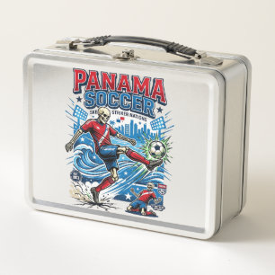 Panama Soccer Skeleton Striker Nations Poster Styl Metal Lunch Box