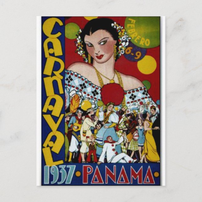 Panama travel poster, 1937 postcard (Front)