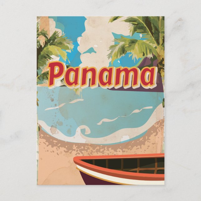 Panama Vintage Travel Poster Postcard (Front)