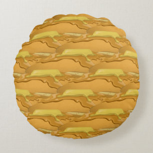 Pancake and maple syrup cute round cushion