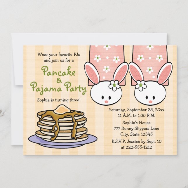 Pancake and Pajama Birthday Party Invitations (Front)